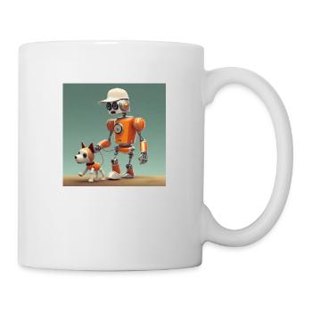 mignon petit orange futuriste vintage robots - Mug blanc - blanc - Droite