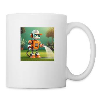 mignon petit robot vintage futuriste orange - Mug blanc - blanc - Droite