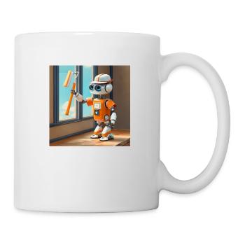 mignon petit orange futuriste vintage robots - Mug blanc - blanc - Droite