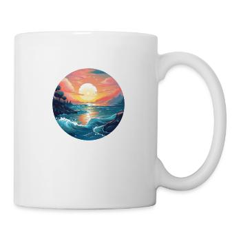 Coucher de soleil sur la mer - Mug blanc - blanc - Droite