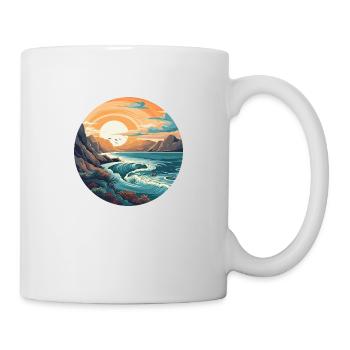 Plage rocheuse - Mug blanc - blanc - Droite