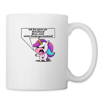 Einschulungseinhorn, sauer Schulbeginn - Tasse - Weiß - Rechts
