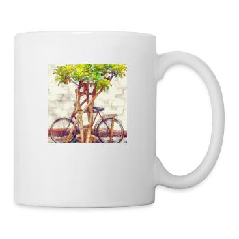 Fahrrad im Baum - Tasse - Weiß - Rechts