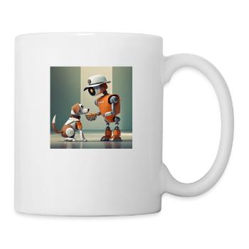 cute little orange futuristic vintage robots - Mug - white - Right