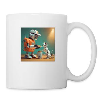 mignon petit orange futuriste vintage robots - Mug blanc - blanc - Droite