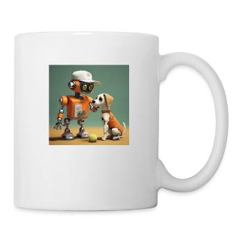 mignon petit robot vintage futuriste orange - Mug blanc - blanc - Droite