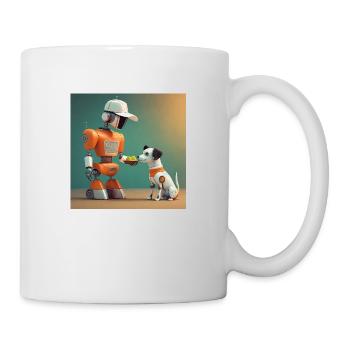 cute little orange futuristic vintage robots - Mug - white - Right