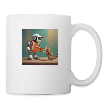mignon petit orange futuriste vintage robots - Mug blanc - blanc - Droite