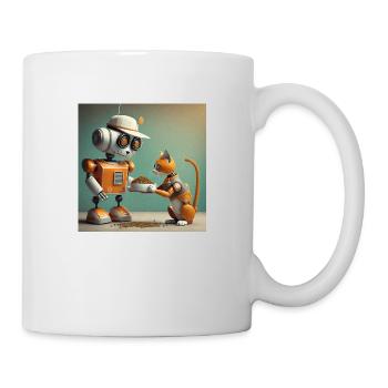 mignon petit orange futuriste vintage robots - Mug blanc - blanc - Droite