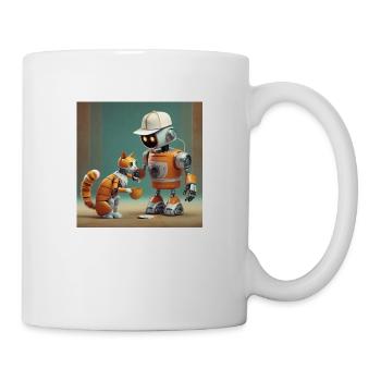 mignon petit orange futuriste vintage robots - Mug blanc - blanc - Droite
