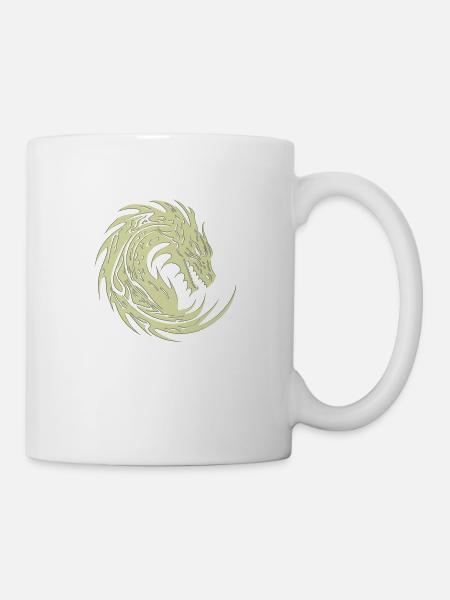 Fantasy Drache Anime Drachenkopf Mythisches Reptil - Tasse - Weiß