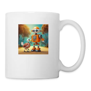 mignon petit robot se promène avec sa dinde extraterrestre - Mug blanc - blanc - Droite