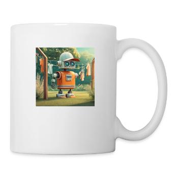 mignon petit robot vintage futuriste orange - Mug blanc - blanc - Droite