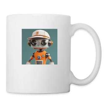 cute little orange futuristic vintage robot - Mug - white - Right