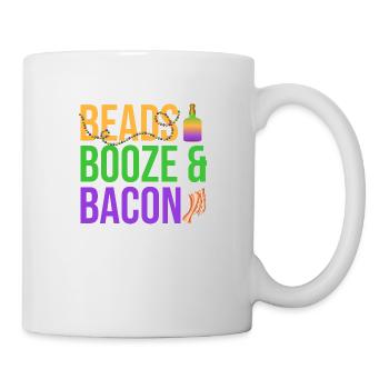 Beads Booze & Bacon Mardi Gras Carnival - Tasse - Weiß - Rechts