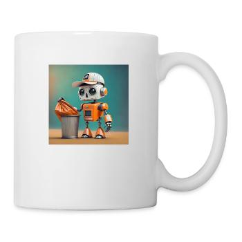 cute little orange futuristic vintage robot - Mug - white - Right