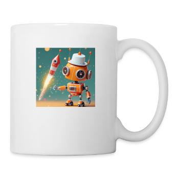 robot –is launching New Year's Eve rockets - Mug - white - Right
