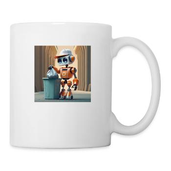 cute little orange futuristic vintage robot - Mug - white - Right