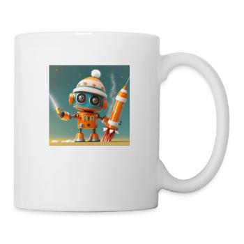 robot is launching New Year's Eve rockets - Mug - white - Right
