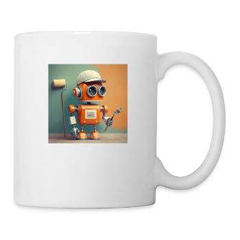 mignon petit robot vintage futuriste orange - Mug blanc - blanc - Droite