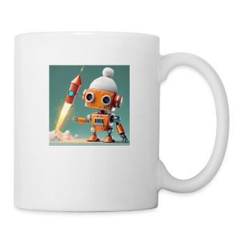 niedlicher Roboter lässt Silvesterraketen ab - Tasse - Weiß - Rechts