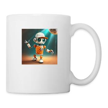 cute little orange futuristic vintage robot - Mug - white - Right