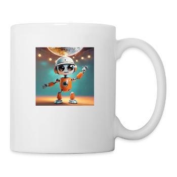 cute little robot – is dancing at a party - Mug - white - Right
