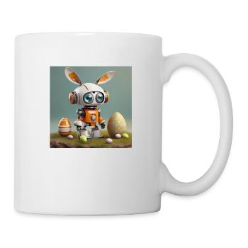 cute little orange futuristic vintage robot - Mug - white - Right