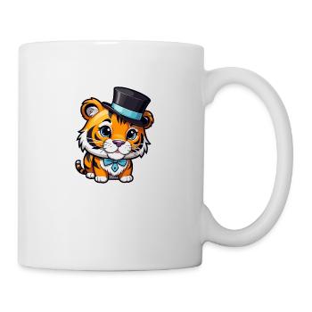 Cute Tiger with a Hat and Bow Tie - Mug - white - Right