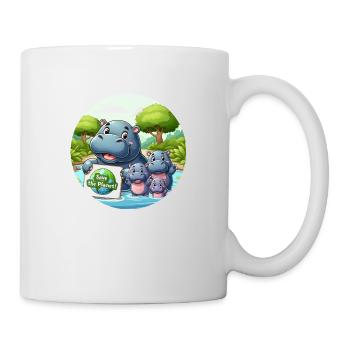 Nilpferd Familie - Tasse - Weiß - Rechts