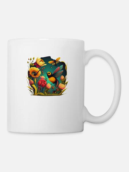 Blumen und Fauna - Tasse - Weiß