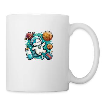 Cute Astronaut Space Kitty Amidst Yarn Planets - Mug - white - Right