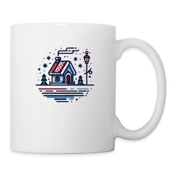 Cozy Winter Cottage - Snowy Landscape Art - Mug - white - Right