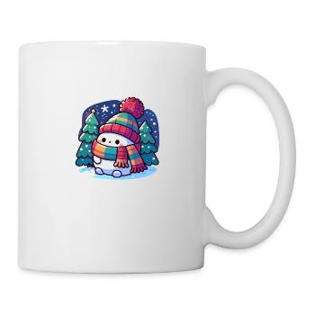 Vibrant Snowman: Playful Winter Wonderland Art - Mug - white - Right