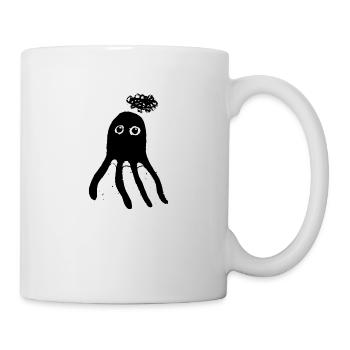 Nachdenklicher Oktopus - süß schwarz - Tasse - Weiß - Rechts