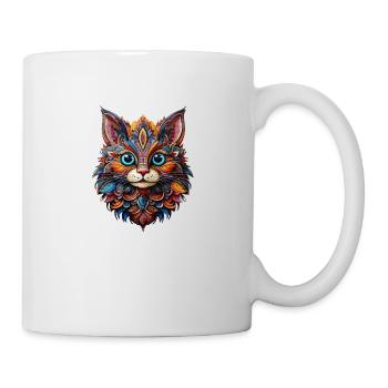 Katze Farbenfroh - Tasse - Weiß - Rechts