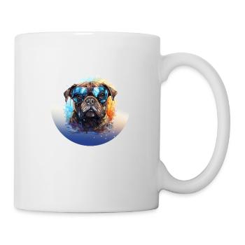 Carlin avec lunettes de soleil - Mug blanc - blanc - Droite