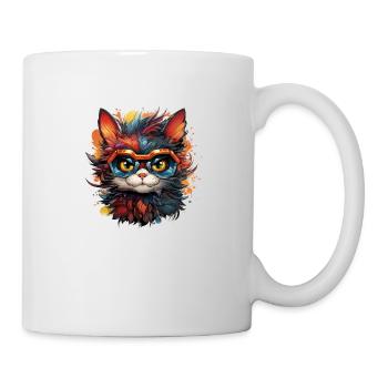 Cat Colorful with Glasses - Mug - white - Right