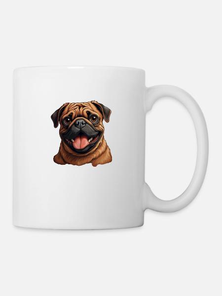 Mops Porträt - Tasse - Weiß