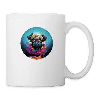 Mops Farbkleckse - Tasse - Weiß - Rechts