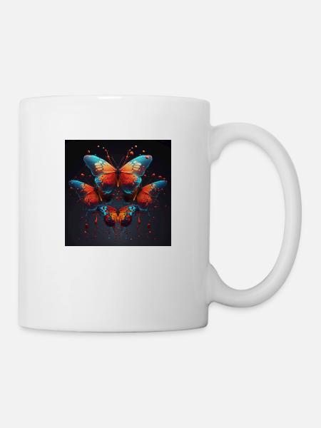 Bunte Schmetterlinge - Tasse - Weiß