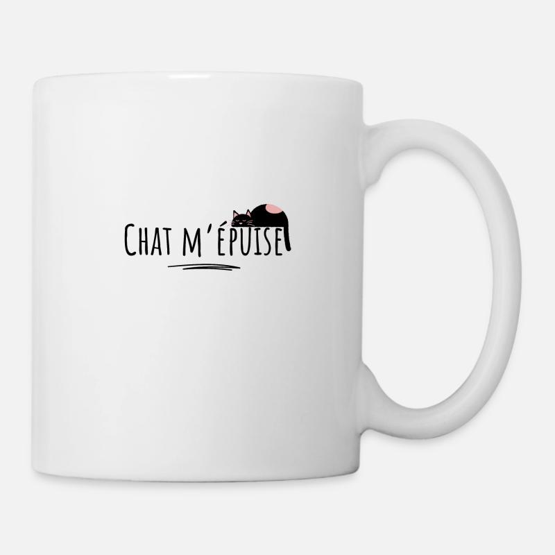 chat m épuise- idée cadeau chat drôle cadeau - Mug blanc - blanc