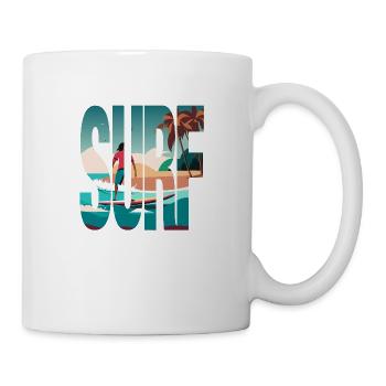 Surfeur, Surfergirl, Plage, Soleil - Mug blanc - blanc - Droite