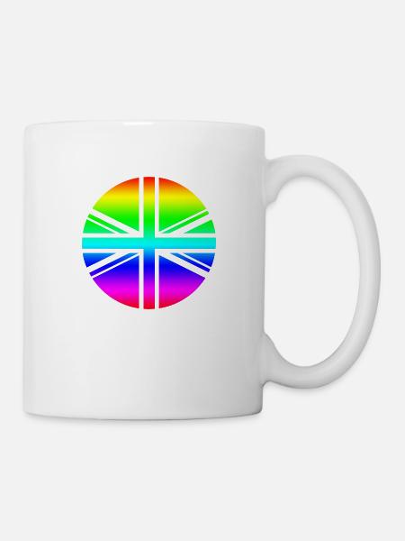 runde UK Union Jack Flagge Regenbogen Mod - Tasse - Weiß