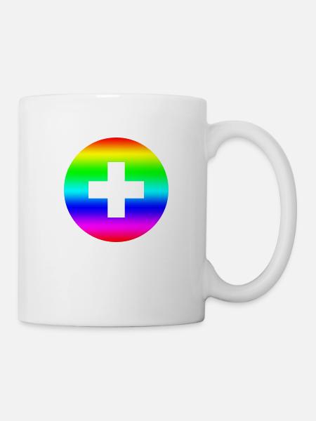 Runder Regenbogen plus Kreuz - Tasse - Weiß