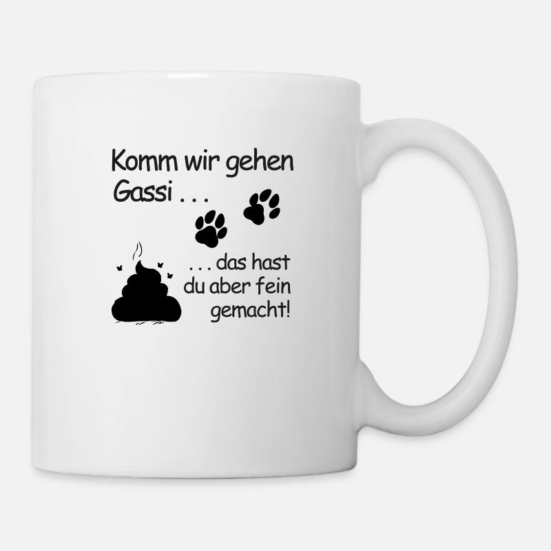Komm wir gehen Gassi: Belohnung in Pfotenform - Tasse - Weiß