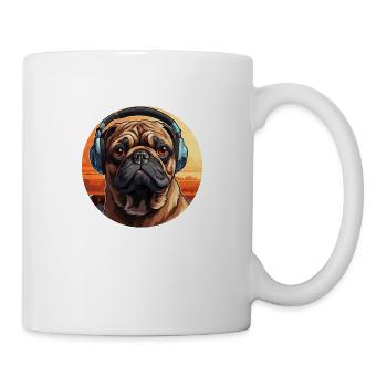 Pug with headphones - Mug - white - Right