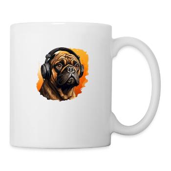 Pug with headphones - Mug - white - Right