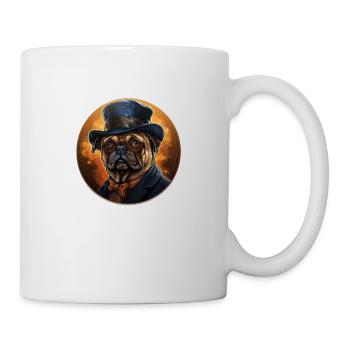 Mops mit Hut und Anzug Vintage - Tasse - Weiß - Rechts