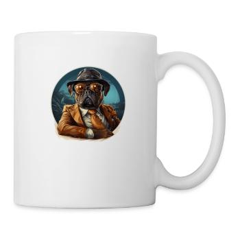 Mops Vintage Farben und Smoking Sonnenbrille - Tasse - Weiß - Rechts